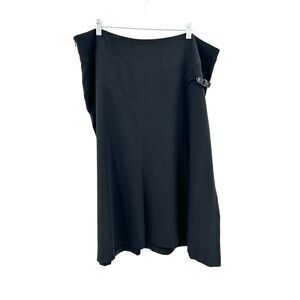 MARINA RINALDI Black Straight Side Buckle Zip Business Office Midi Skirt Size 18